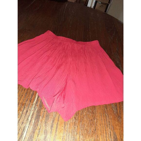 Small Vintage Antonio Moreno Miami Red Crepe High Rise Elastic Waist Shorts - Picture 4 of 4